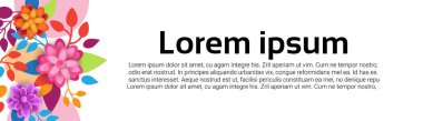 Renkli çiçek arka plan şablonu bahar beyaz zemin üzerine güzel çiçekler ile yatay Banner