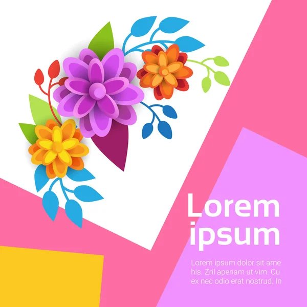 Sjabloon florale achtergrond voor de grafische vormgeving van de kopie ruimte voorjaar met kleurrijke bloemen — Stockvector
