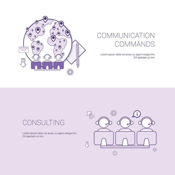 Set of Communication Commands And Consulting Banners Business Concept Template Background With Copy Space — Stock Vector