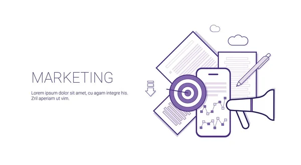 Marketing Business Concept Template Web Banner con spazio di copia — Vettoriale Stock