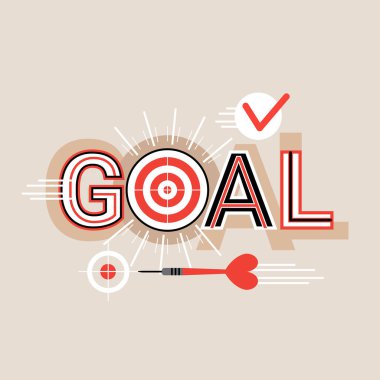 Hedef Word yaratıcı grafik tasarım Modern iş kavramı soyut geometrik şekiller arka plan üzerinde