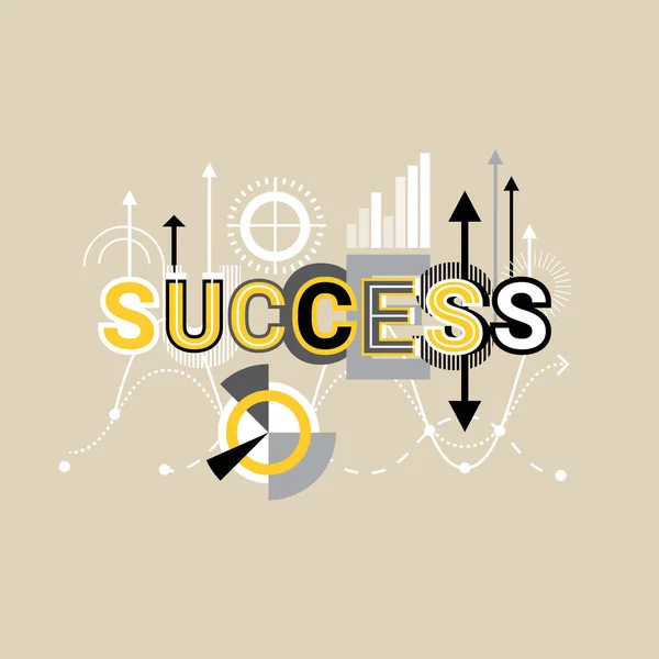 Successo Word Creative Graphic Design Modern Business Concept Over Abstract Geometric Shapes Background — Vettoriale Stock