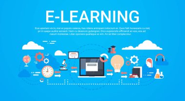 E-Öğrenme Eğitim Online arka plan kopya alanı genel uzaktan eğitim kavramı ile