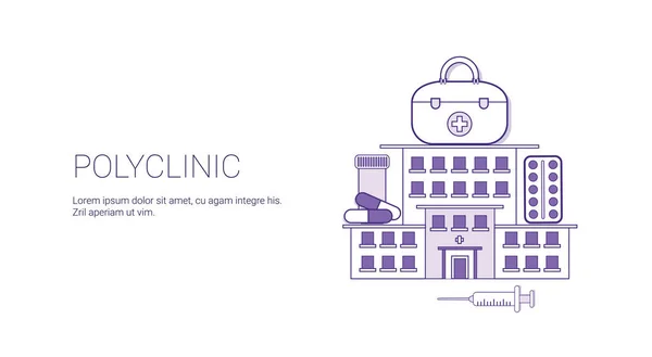 Polikliniek ziekenhuis geneeskunde Concept Banner websjabloon met kopie ruimte — Stockvector