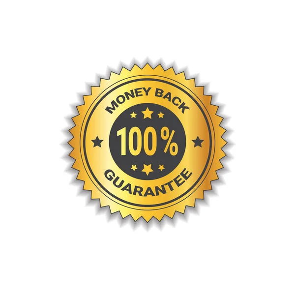 Golden Sticker Money Back With Guarantee 100 Percent Label Stamp Isolated — Stock Vector