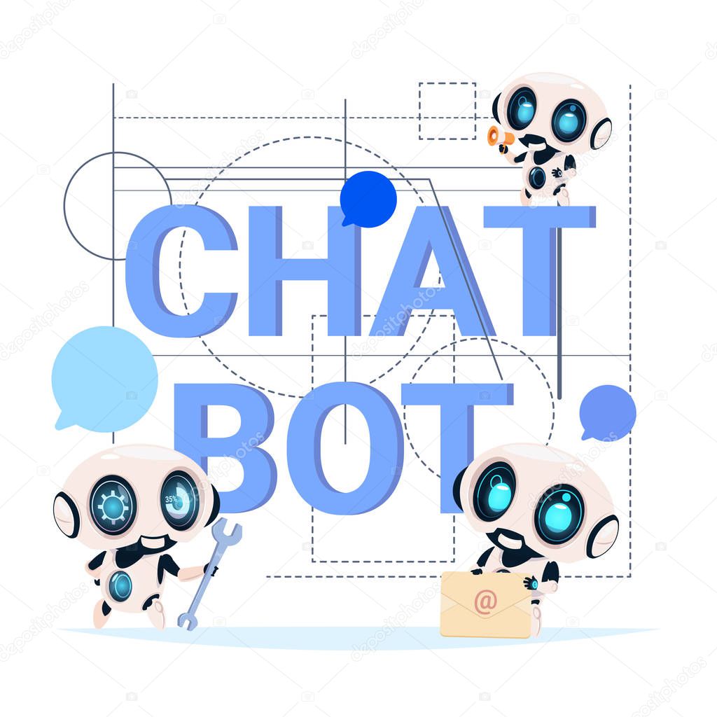 Chat Bot Service Banner Modern Technology Of Technical Support Chatter Robot Concept