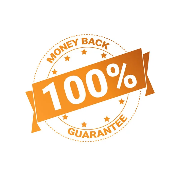 Golden Badge Money Back With Guarantee 100 Percent Seal Stamp Isolated — Stock Vector