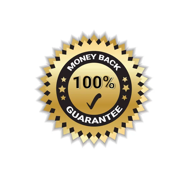 Golden Sticker Money Back With Guarantee 100 Percent Stamp Isolated — Stock Vector