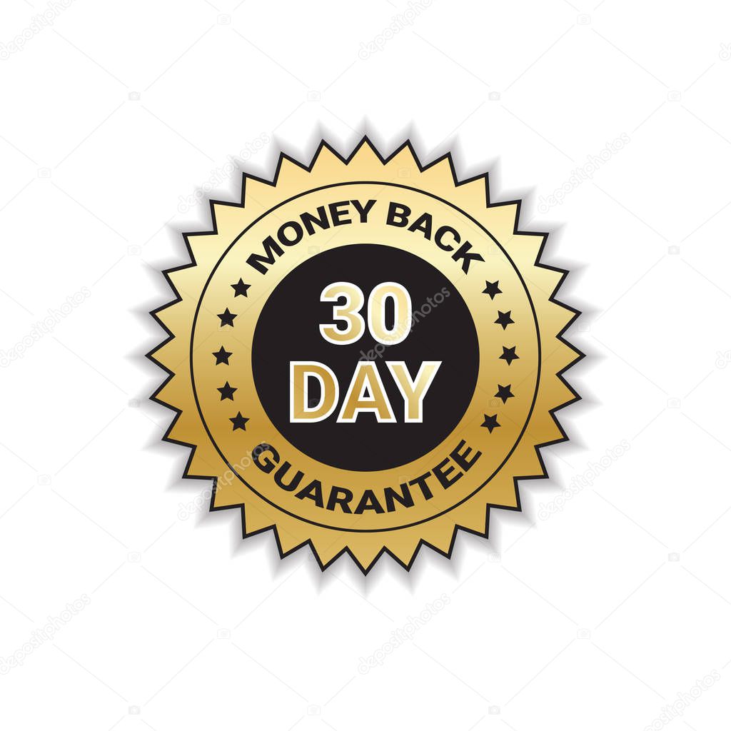 Golden Label Money Back In 30 Days With Guarantee Template Stamp Isolated