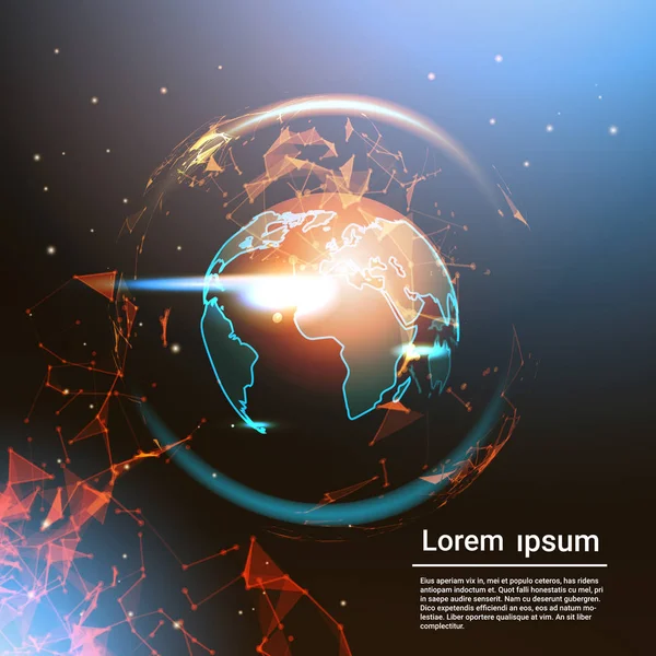 Şablon arka plan kopya alanı düşük Poli geometrik dünya harita üzerinde parlayan poligonal dünya Küre