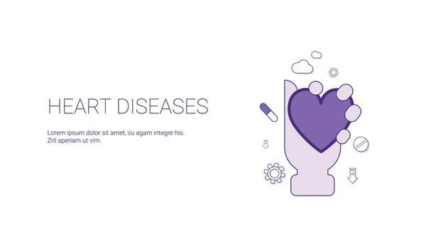 Banner da Web das doenças cardíacas com conceito da medicina da cardiologia do espaço da cópia —  Vetores de Stock