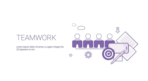 Teamwork Web-Banner mit Copy Space Business Team Kooperationskonzept — Stockvektor