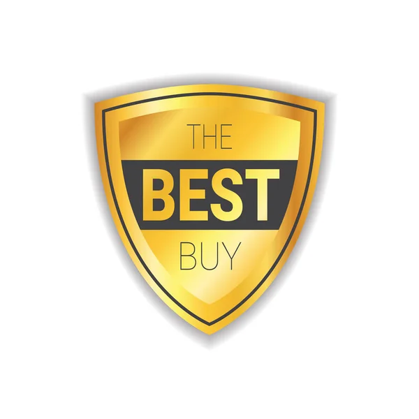 Melhor Comprar Emblema Etiqueta Golden Shopping Sale Icon Shield Isolado — Vetor de Stock