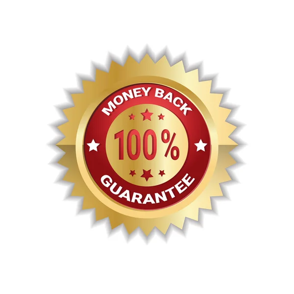 Peníze zpět 100 % záruka samolepka Golden Label ikonu pečetí, samostatný — Stockový vektor