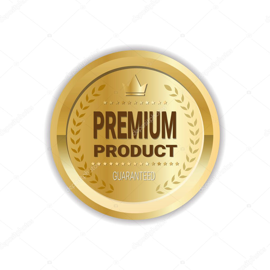 Premium Product Sign High Quality Sticker Golden Medal Icon Isolated
