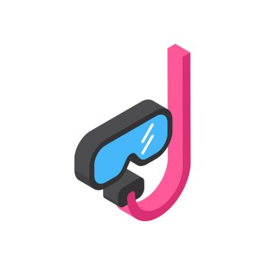 Turizm ve seyahat kavramı dalış maske simgesi izometrik izole