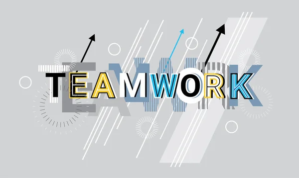 Teamarbeit Geschäft Team Zusammenarbeit kreatives Wort über abstrakte geometrische Formen Hintergrund Web-Banner — Stockvektor