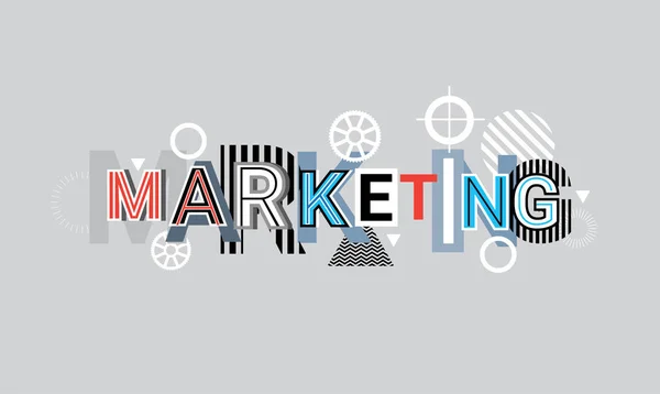 Marketing parola creativa su forme geometriche astratte sfondo Web Banner — Vettoriale Stock
