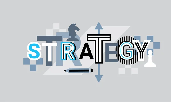 Estratégia Criativa Word Over Abstract Geometric Shapes Background Web Banner — Vetor de Stock