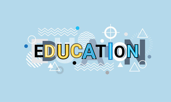 Education Creative Word Over Abstract Geometric Shapes Background Web Banner