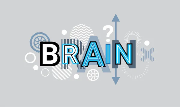 Brain Thinking Creative Word Over Abstrag Geometric Shapes Background Web Banner — стоковый вектор