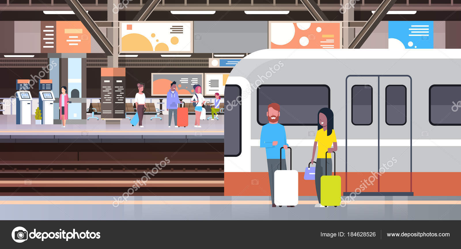 Railway station cartoon Vector Art Stock Images | Depositphotos