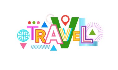 Seyahat Word Web afiş soyut yaratıcı şablon arka plan