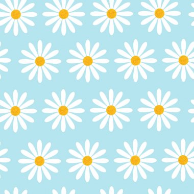 Mavi arka plan güzel çiçek süsleme papatya çiçekleri ile Seamless Modeli