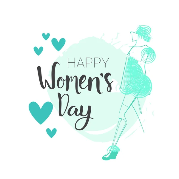 Woman Day Background 8 March Poster With Hand Drawn Lettering Calligraphy — Stock Vector