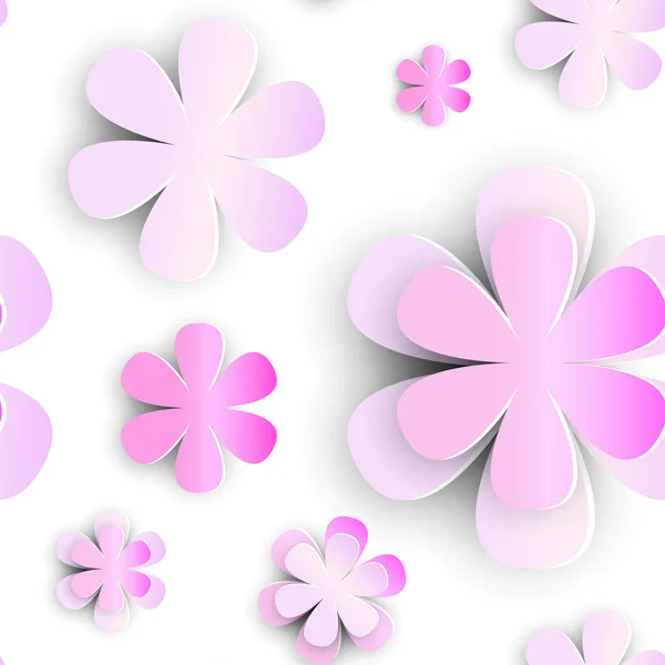Flores sin costura Patrón Elemento Papel Cortar Florar En Fondo Blanco — Archivo Imágenes Vectoriales