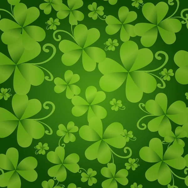 Arrière-plan irlandais traditionnel, motif sans couture vert Clover Leaves Ornament — Image vectorielle