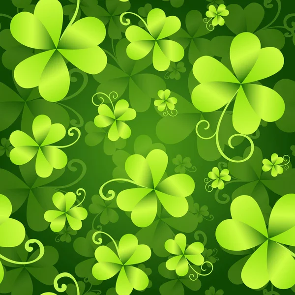 Clover Leaves Seamless Pattern, St. Patricks Day Fond vert. Shamrock Fond d'écran — Image vectorielle