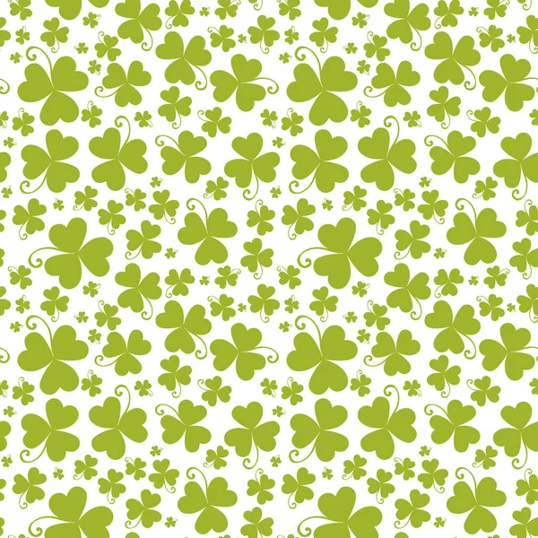 与绿色三叶草叶子装饰的无缝图案, 三叶草背景为圣帕特里克天假日 — 图库矢量图片