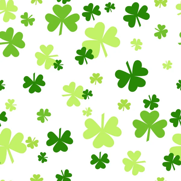 Fond de trèfle, motif Saint Patrick Day, Carrelage sans couture Shamrock vert — Image vectorielle