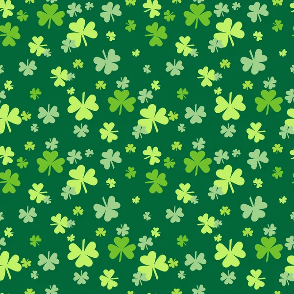 Happy St. Patricks Day Motif sans couture Shamrock fond vert — Image vectorielle