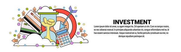 Banner horizontal del concepto de las finanzas del negocio de la inversión con el espacio de copia — Vector de stock