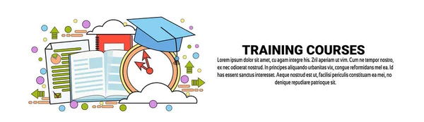 Cursos de Capacitación Concepto de Educación Empresarial Banner Horizontal con Copia de Espacio — Vector de stock