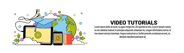 Video Tutorial koncepcja poziome Banner z miejsca kopii — Wektor stockowy