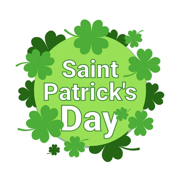 Ημέρα του Αγίου Πατρικίου φόντο παραδοσιακή ιρλανδική διακοπών ευχετήρια κάρτα με φύλλα το τριφύλλι — Διανυσματικό Αρχείο