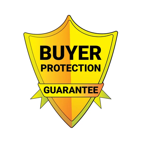 Icona del distintivo isolata logo dello scudo della garanzia di protezione dell'acquirente del sigillo — Vettoriale Stock