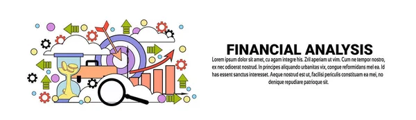 Análisis financiero Concepto de negocio Banner web horizontal con espacio de copia — Vector de stock