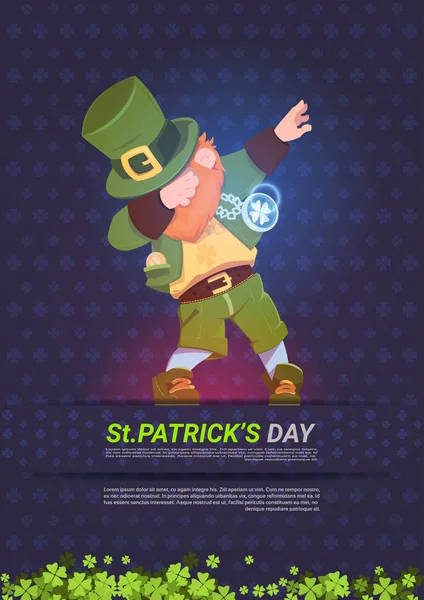 Happy St Patricks Day tło z zielony człowiek krasnoludek — Wektor stockowy