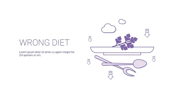 Falsche Ernährung Ernährungskonzept Vorlage Web-Banner mit Kopierplatz — Stockvektor