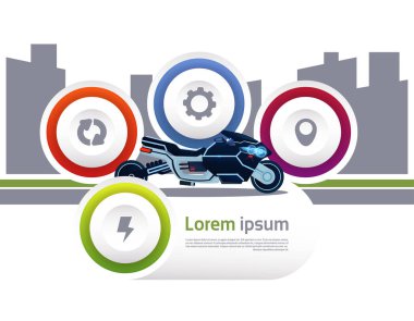 Modern motosiklet üzerinde siluet kentine arka plan Withtemplate Infographics Set