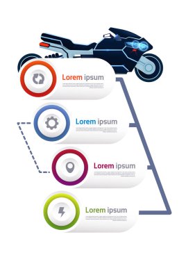 Şablon Infographics öğeleri arka plan üzerinde modern motosiklet