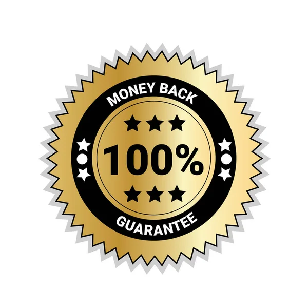 Money Back With 100 Percent Guarantee Seal Golden Medal Isolated — Stock Vector