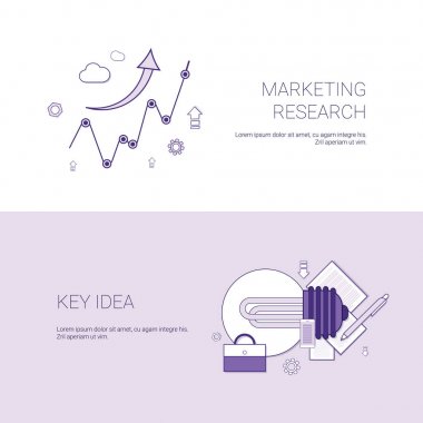 Pazarlama araştırması ve kopya alanı ile anahtar fikir Şablon Web Banner