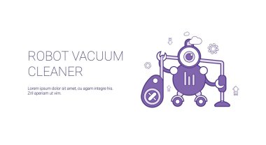 Robot elektrikli süpürge Şablon Web reklam kopya alanı ile