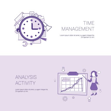 Zaman yönetimi ve kopya alanı ile analiz etkinlik kavramı Şablon Web Banner