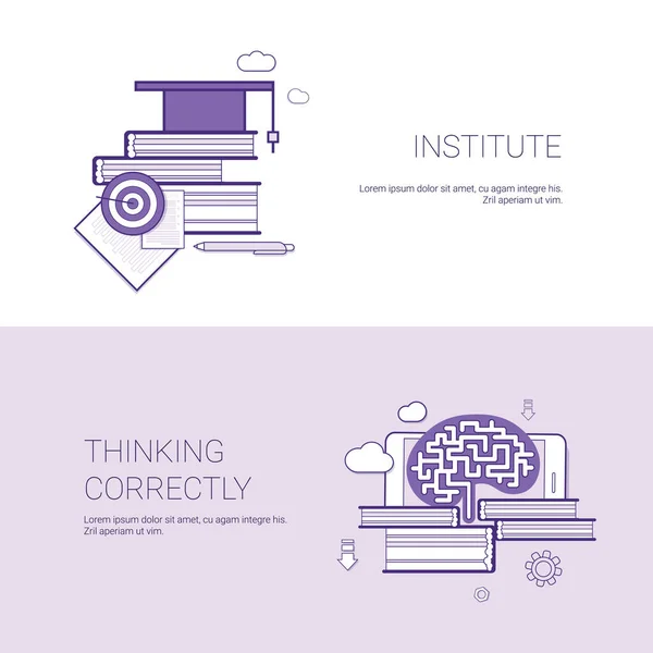 Institut et pensée correctement modèle de bannière Web avec espace de copie — Image vectorielle